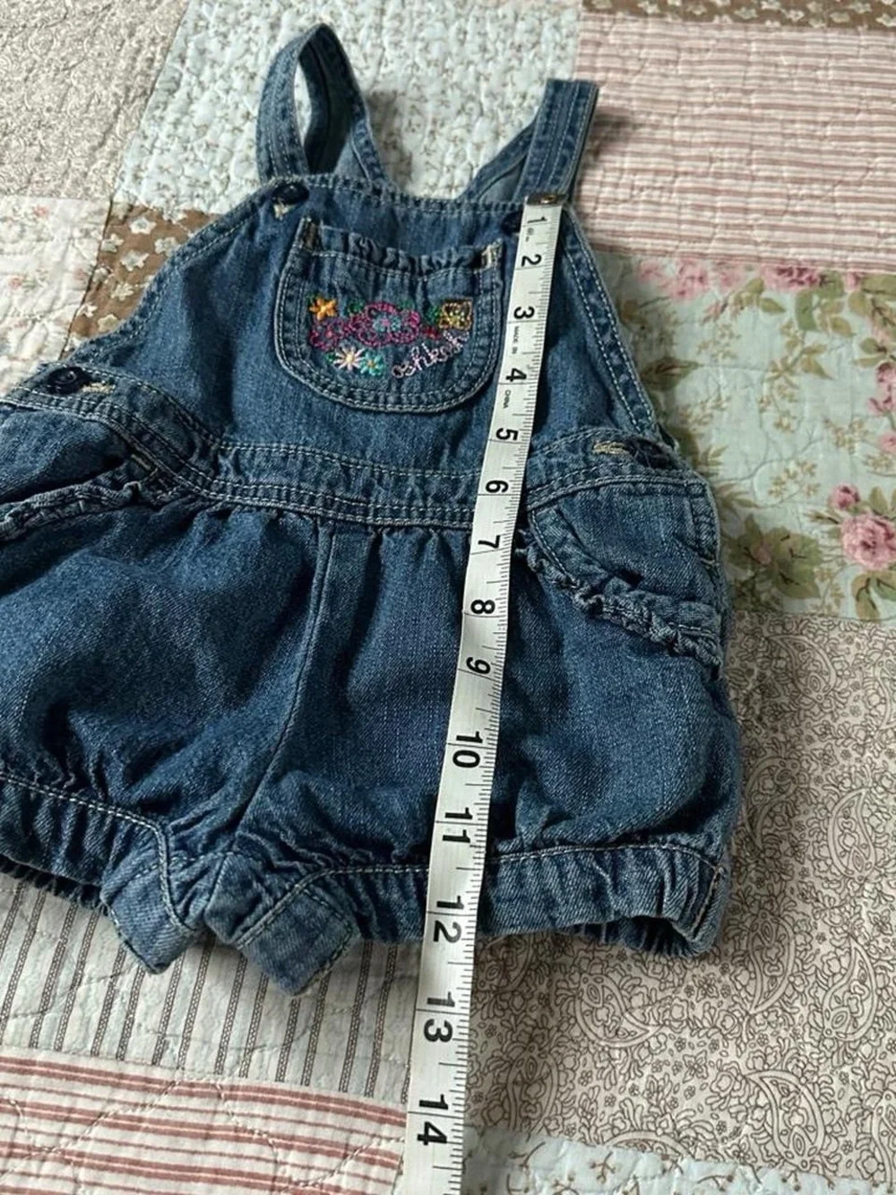Oshkosh B'gosh blue denim embroidered short overalls